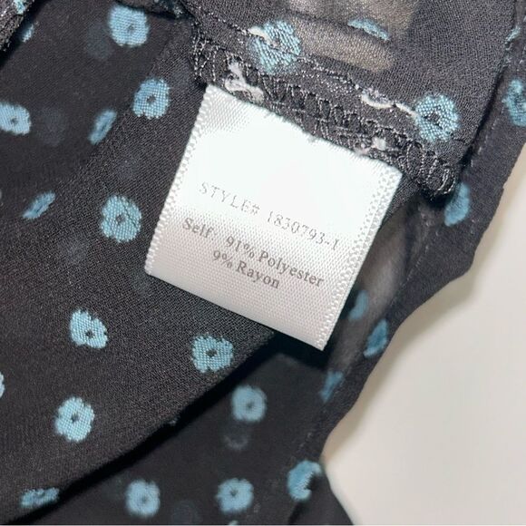 Current Air Sheer Swiss Dot Tie Front Long Sleeve Shirt Blouse Top - Picture 7 of 9